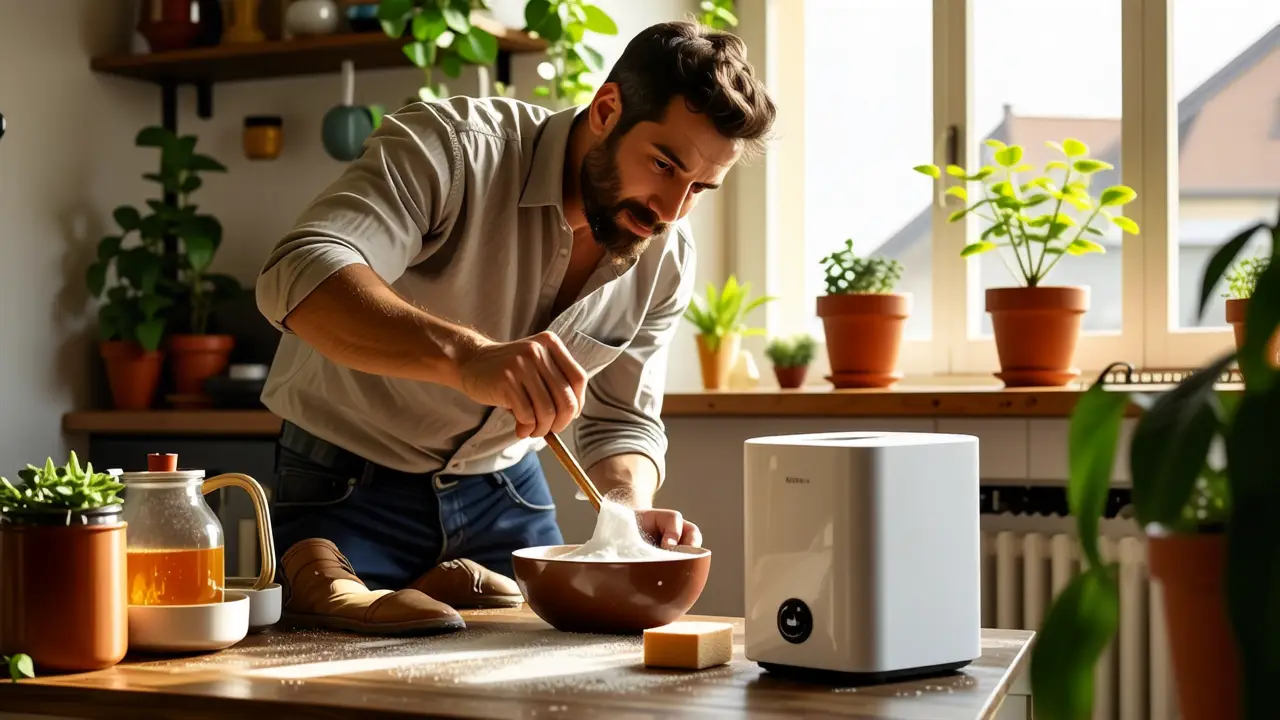 Un hombre español amable en una cocina cálida