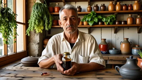 Un hombre serio captura la vida rural