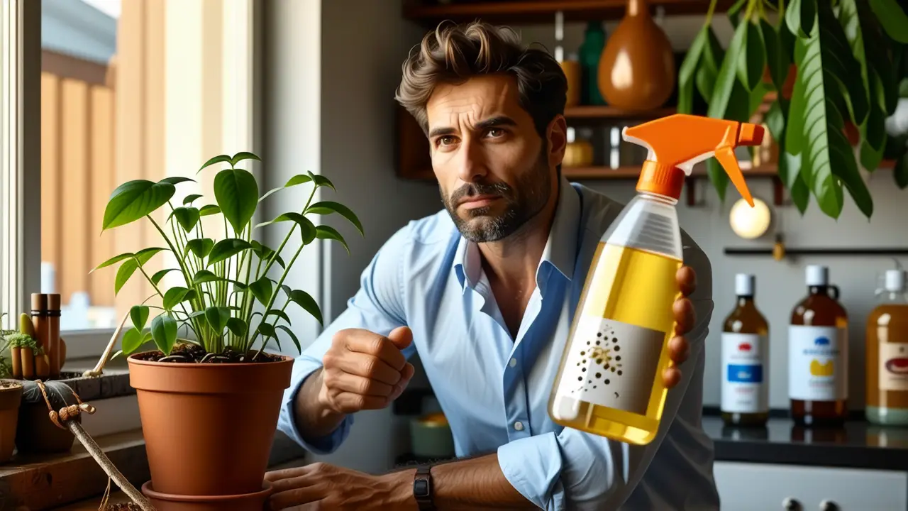 Un hombre frustrado combate plagas con naturalidad