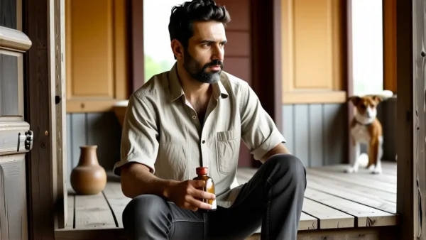 Un hombre pensativo en la luz dorada