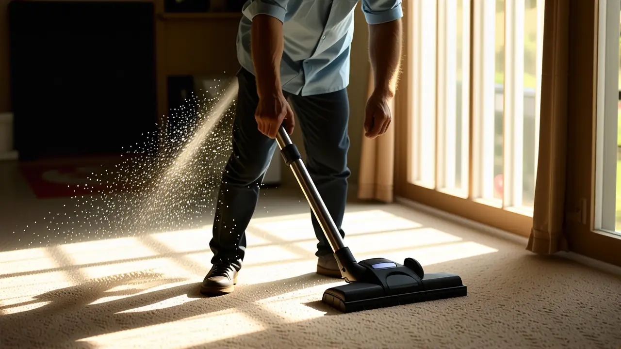 Eliminar Acaros: Guía Completa y Efectiva 3 Un hombre limpia con profesionalidad en luz cálida