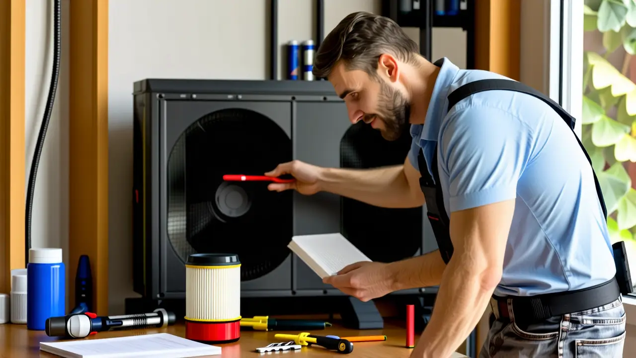 Desinfectar Aire Acondicionado: Limpieza Filtros Fácil 5 Un hombre limpio trabaja con aire acondicionado