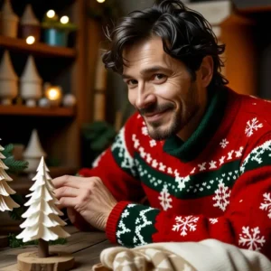 Un hombre español sonríe en su taller artesanal