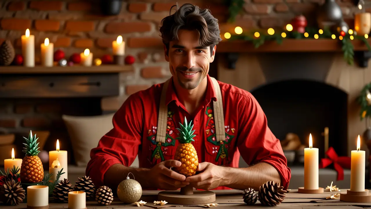 Un hombre español celebra la Navidad con alegría