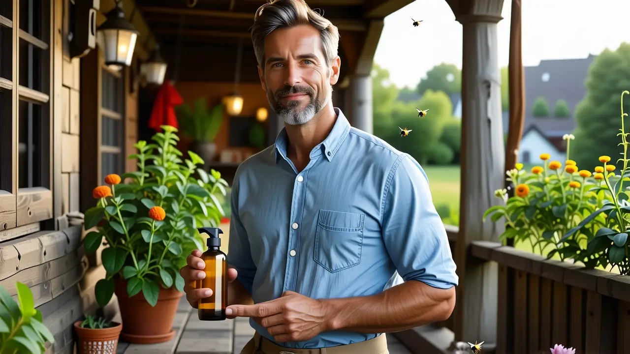 Un hombre amable en casa, luz dorada y paz