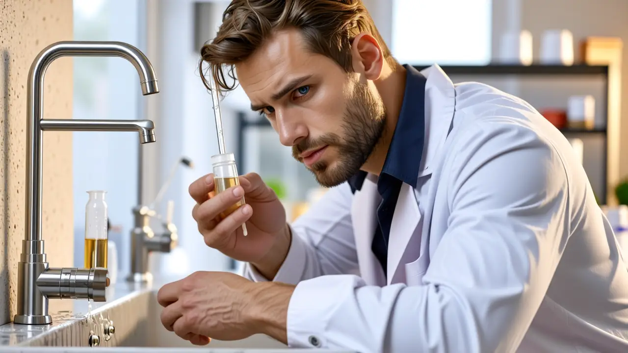 BioClean: Elimina Sarro y Óxido Fácilmente 2 Un hombre examina la suciedad con precisión