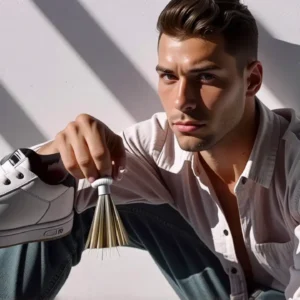 Fotógrafo captura zapatillas blancas en luz suave