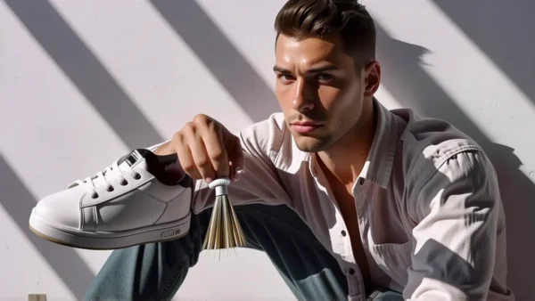 Blanquear Zapatillas Blancas: Guía Completa 1 Fotógrafo captura zapatillas blancas en luz suave