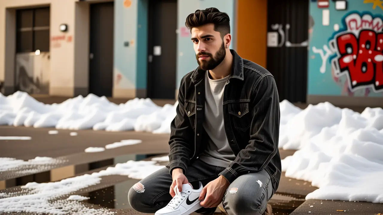 Blanquear Zapatillas Blancas: Guía Completa 5 Un hombre joven transmite melancolía urbana en invierno