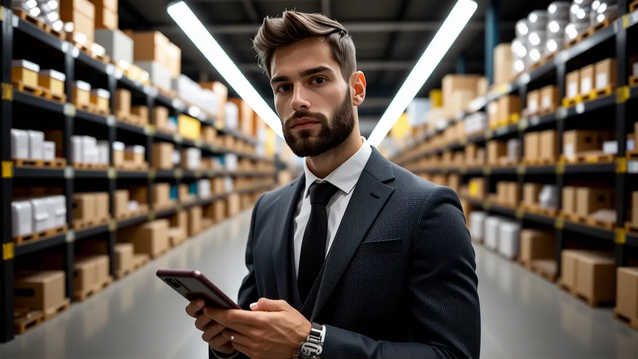 Un hombre pensativo observa una orden digital