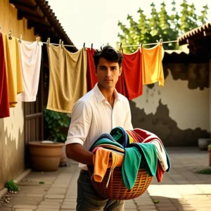 Calandra Lavandería: Significado e Importancia 11 Un hombre pensativo en un patio soleado