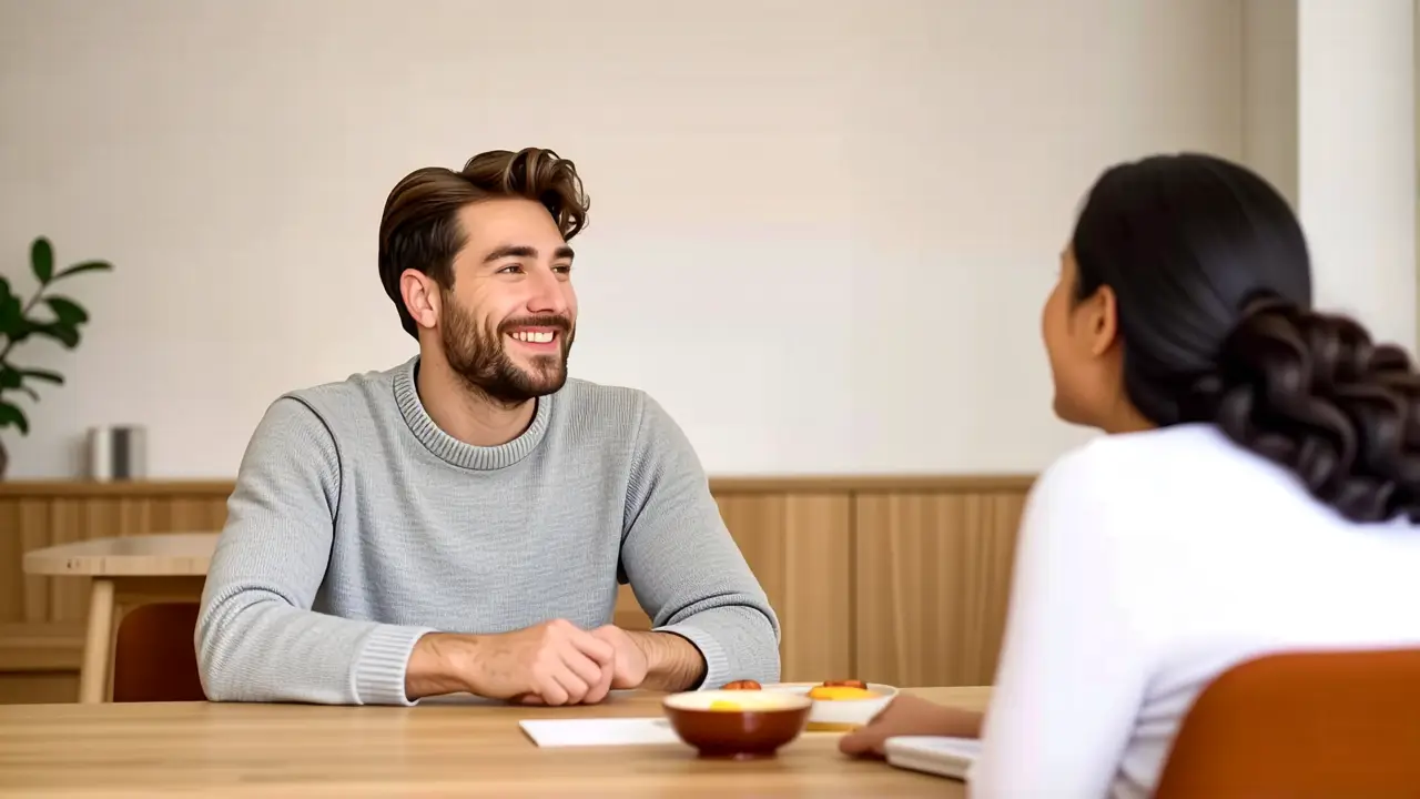 Cocina Living Comedor Integrados - Diseño Moderno 4 Un hombre relajado disfruta una escena cálida y acogedora