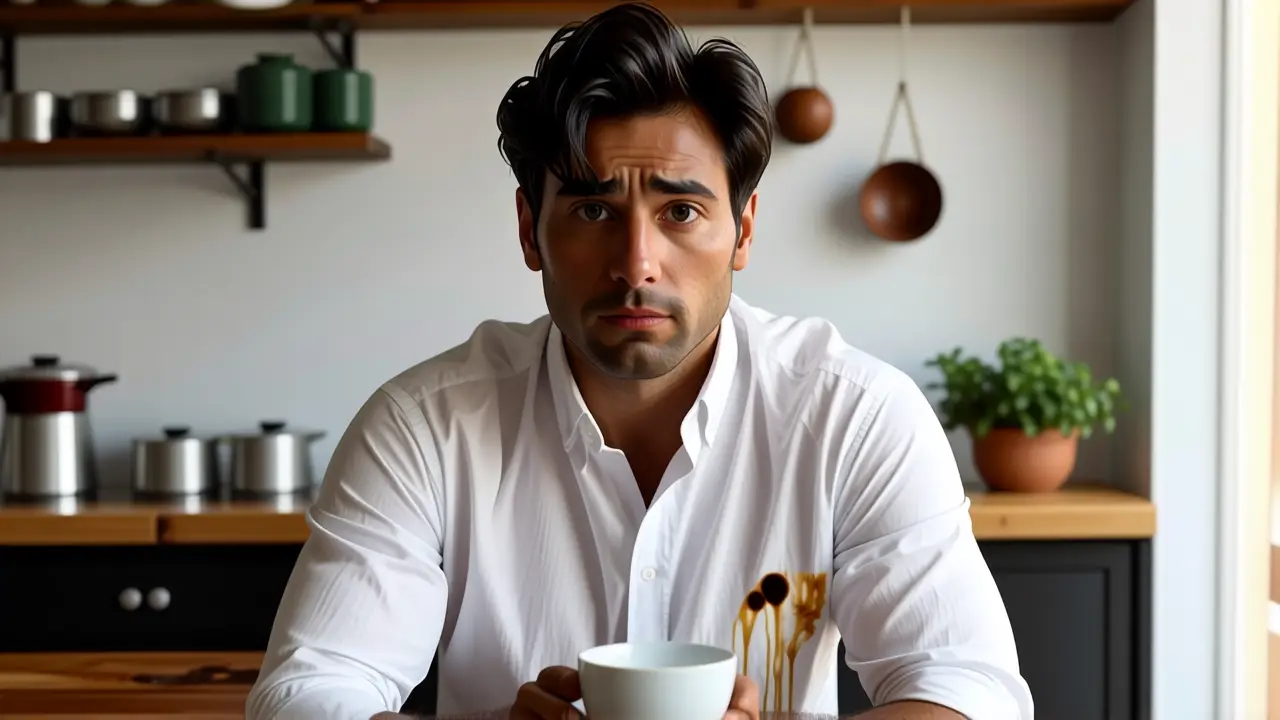 Fotografía realista captura una expresión preocupada en café