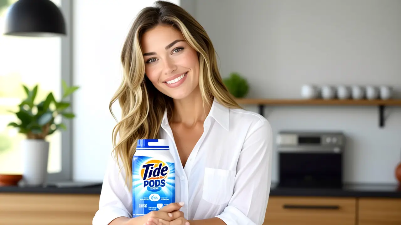 Una mujer moderna presenta Tide OXI Boost