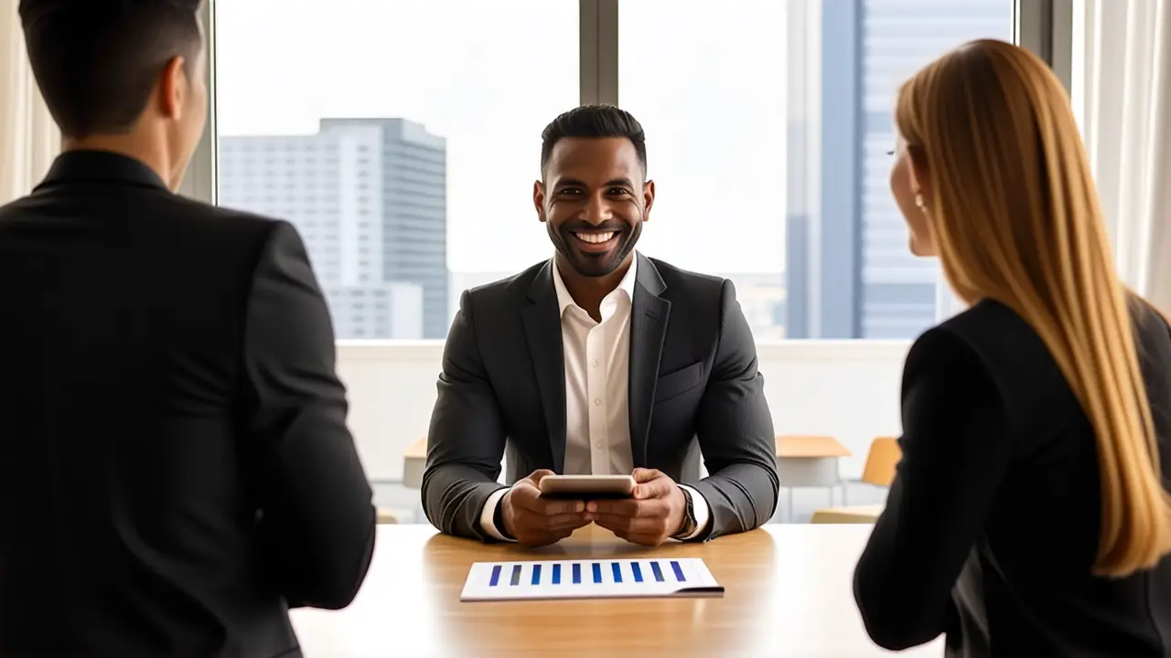 Un hombre de negocios confiado en su oficina