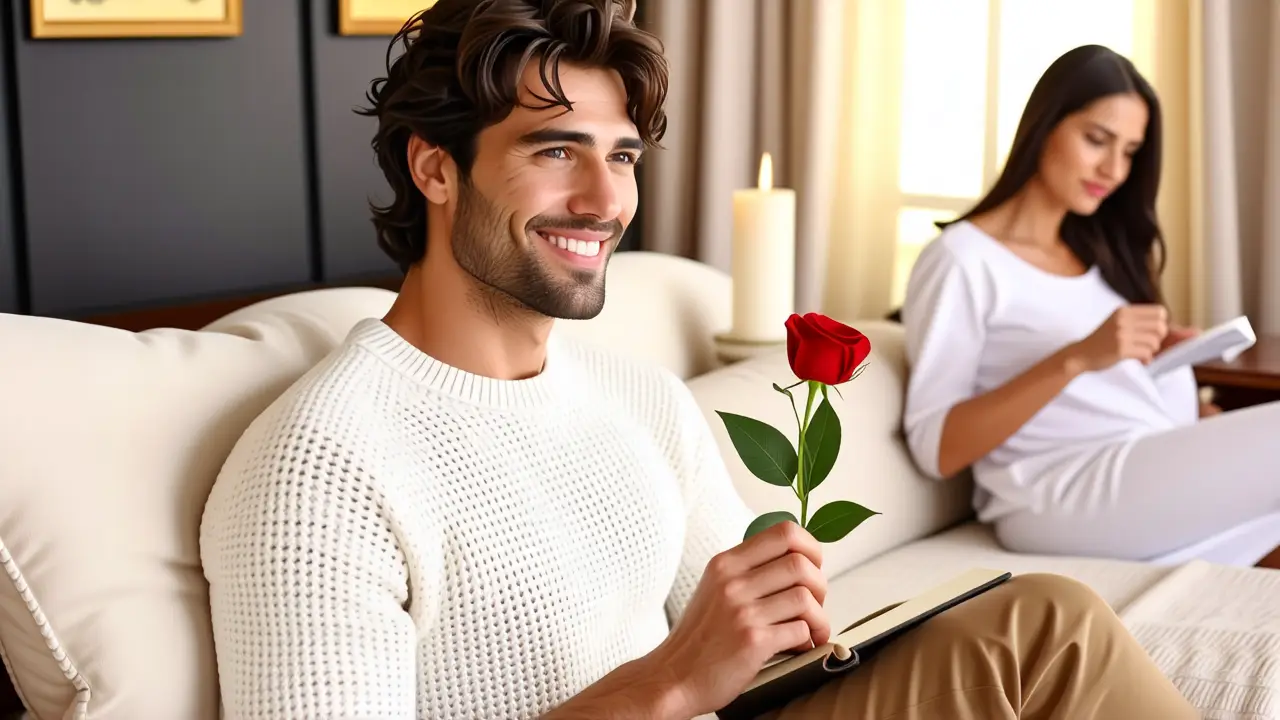 Colores para Habitacion Matrimonio: Guía Completa 2 Un hombre elegante disfruta una atmósfera romántica y cálida