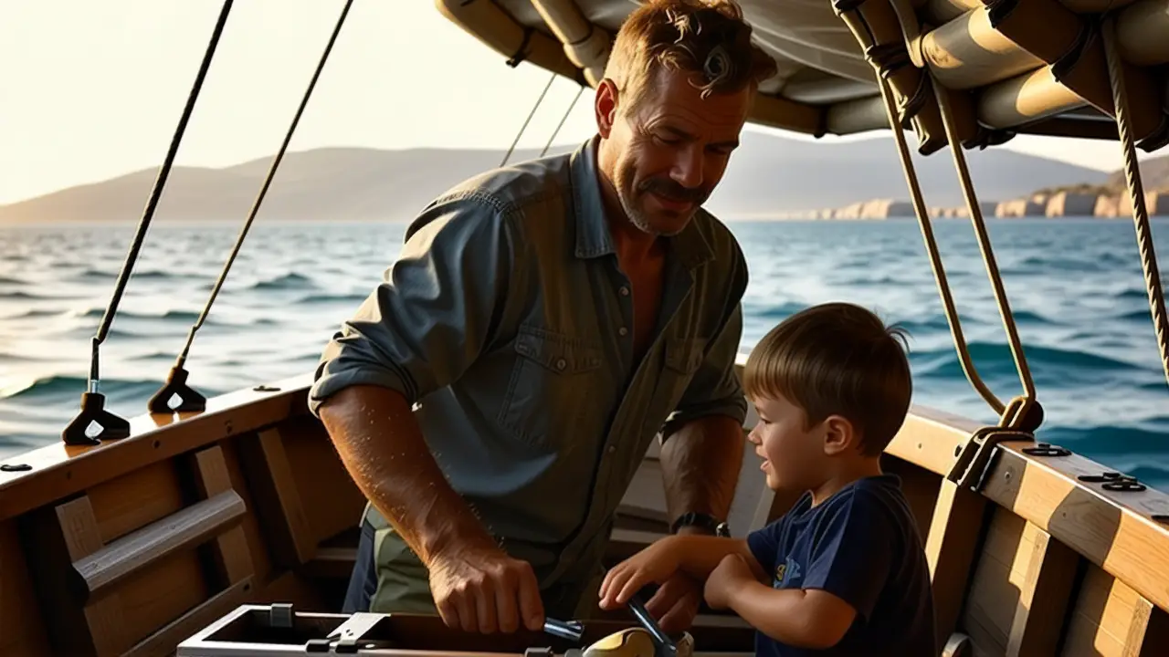 Como abrir un bote: trucos y consejos efectivos 4 Un artesano ayuda a un niño en el mar