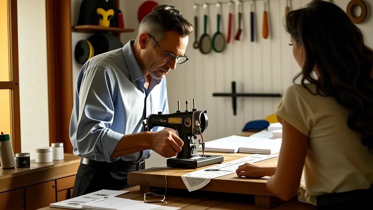 Un ilustrador vintage guía con precisión