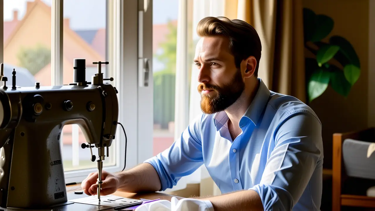Fotografía de estilo, hombre pensativo en hogar