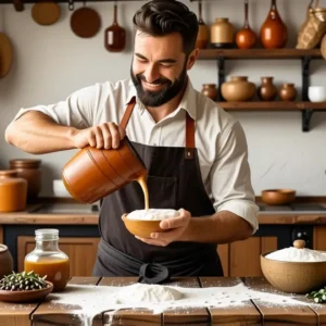 Un hombre español amable lava jabón