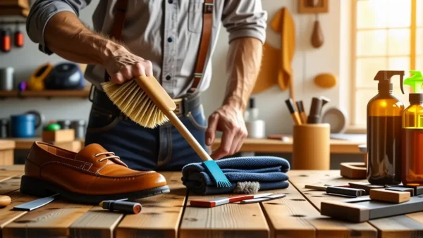 Un hombre limpiando con luz cálida y vintage