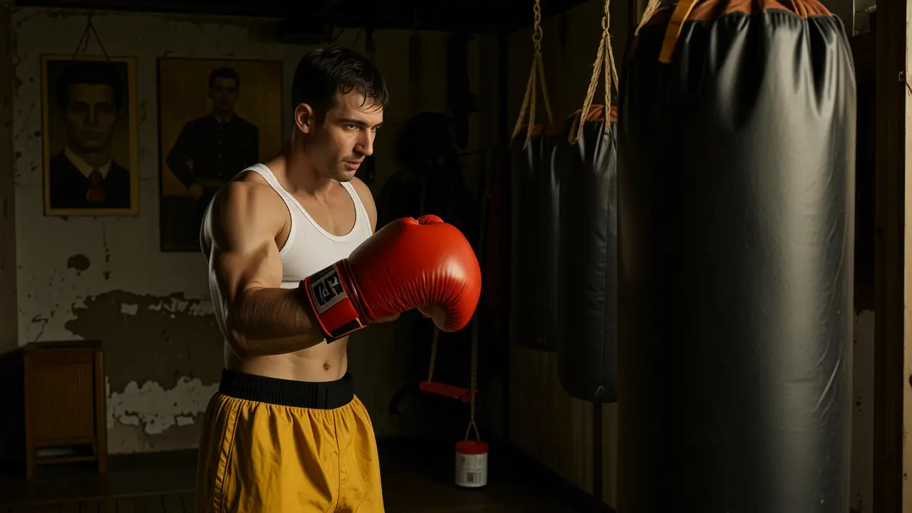 Como lavar guantes de boxeo: guía completa 7 Boxeador intenso en un gimnasio oscuro