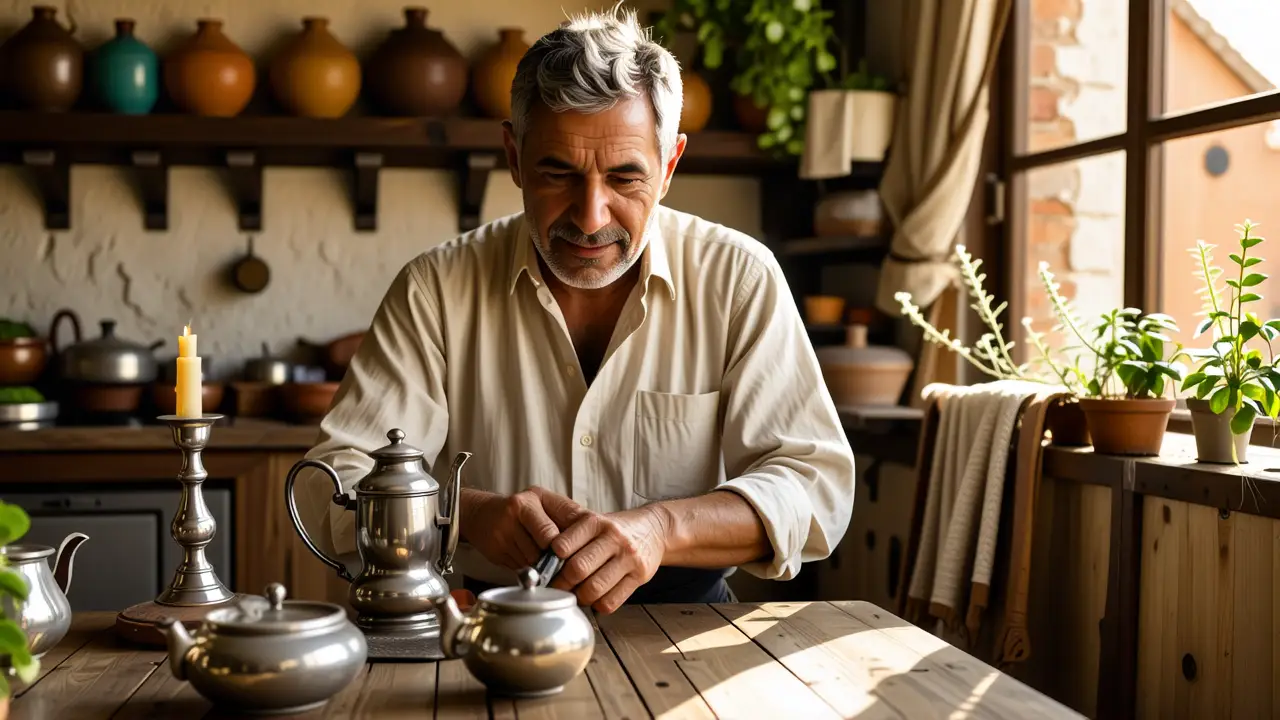 Limpiar Plata Casero: Brillo Original en Casa 3 Un hombre amable puliendo plata en España
