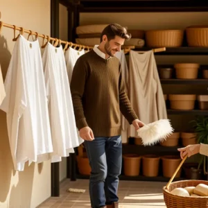Un hombre realista ayuda a su abuela