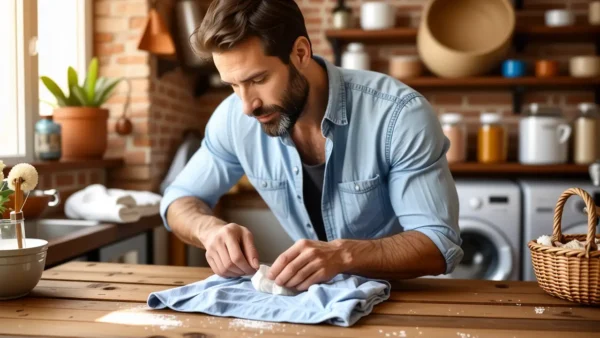 Un hombre español realista limpia con cuidado