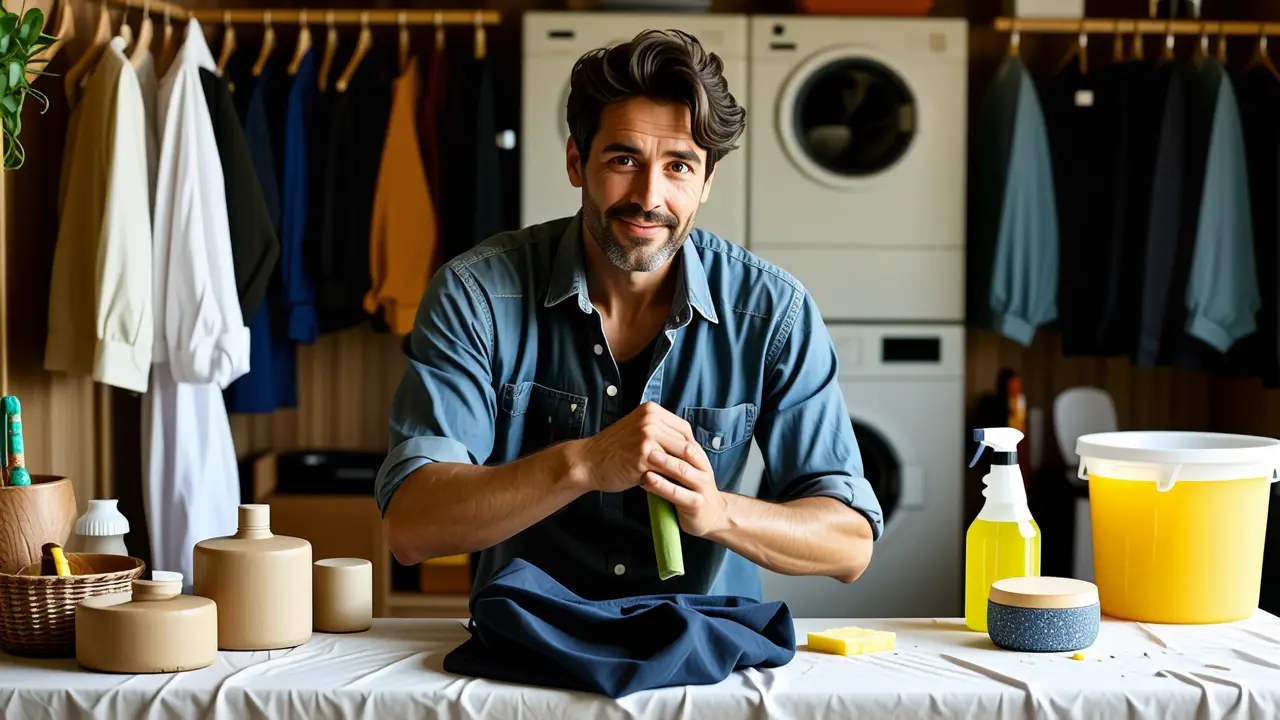 Un hombre español realista limpia con cuidado