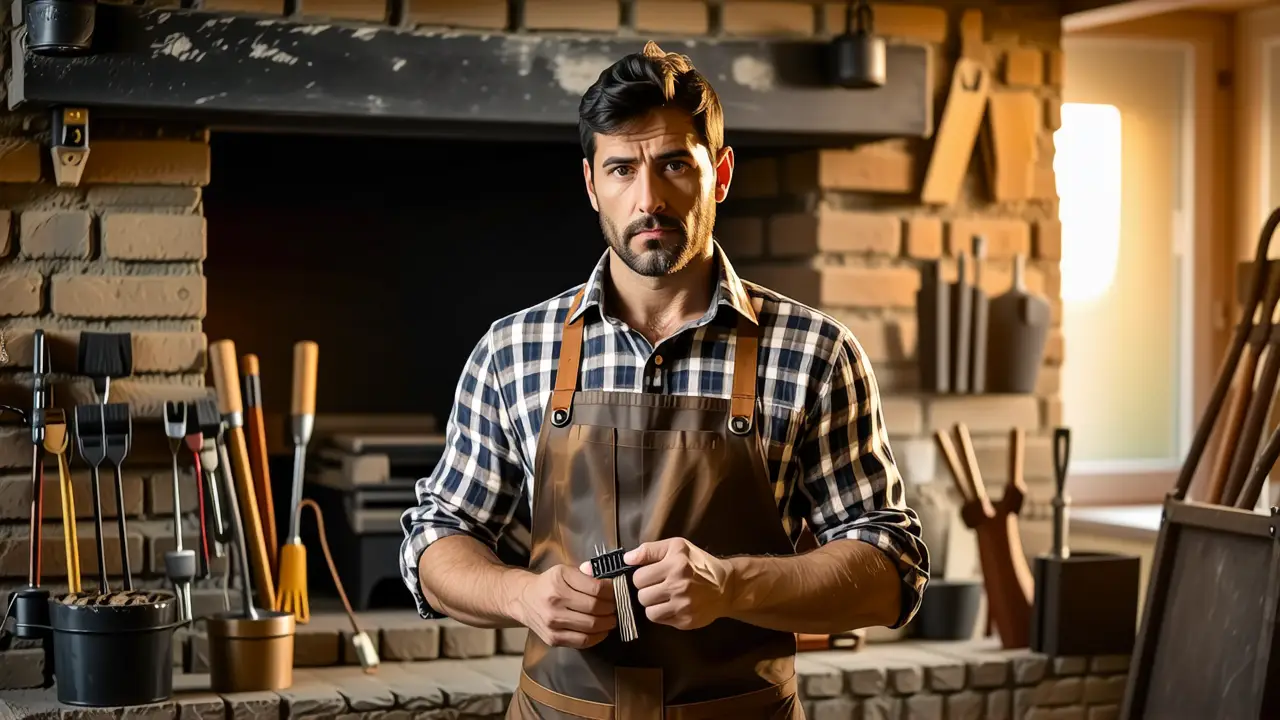 Como limpiar chimeneas de lena: guía completa 5 Un hombre serio limpia en su taller