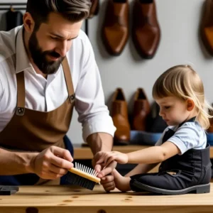 Un tutorial limpio muestra cuidado de zapatos vintage