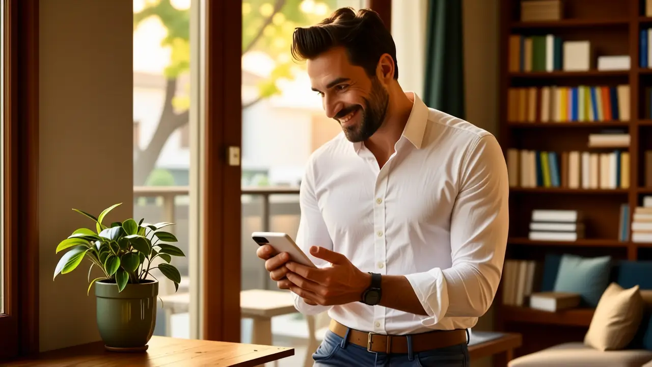 Un hombre limpia con cuidado el teléfono