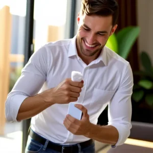 Un hombre limpio limpia con estilo suave