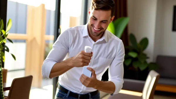 Un hombre limpio limpia con estilo suave