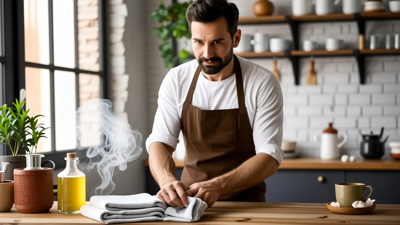 Un hombre amable limpia con cuidado