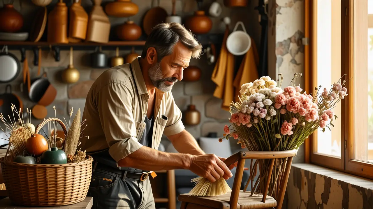 Un hombre español tranquilo limpia con cuidado