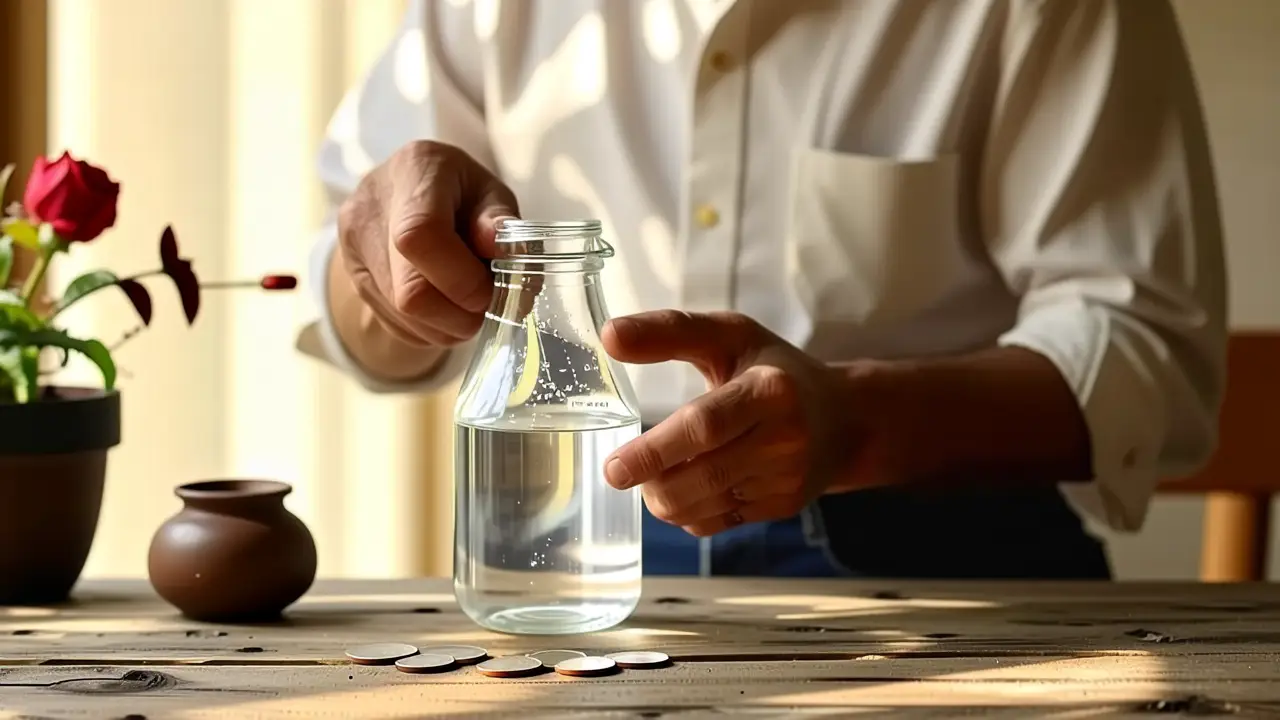Hombre tranquilo limpia con cuidado