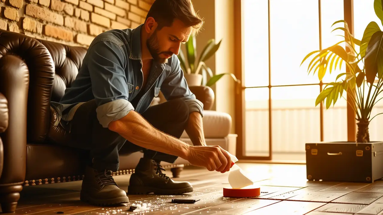 Como limpiar sofá de cuero: Guía completa y fácil 3 Un hombre español limpia con calma y detalle