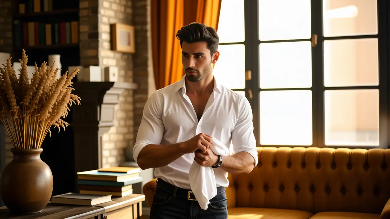 Un hombre español contempla su reflejo en calma