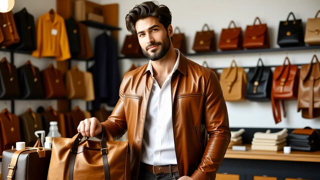 Como limpiar un bolso de cuero: guía completa 5 Un hombre elegante limpia cuero con cuidado