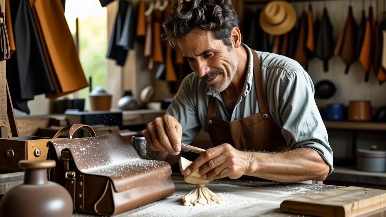 Como limpiar un bolso de cuero: guía completa 3 Un hombre español limpia una bolsa de cuero