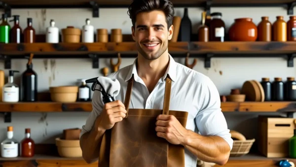 Un hombre guapo limpia con cuidado