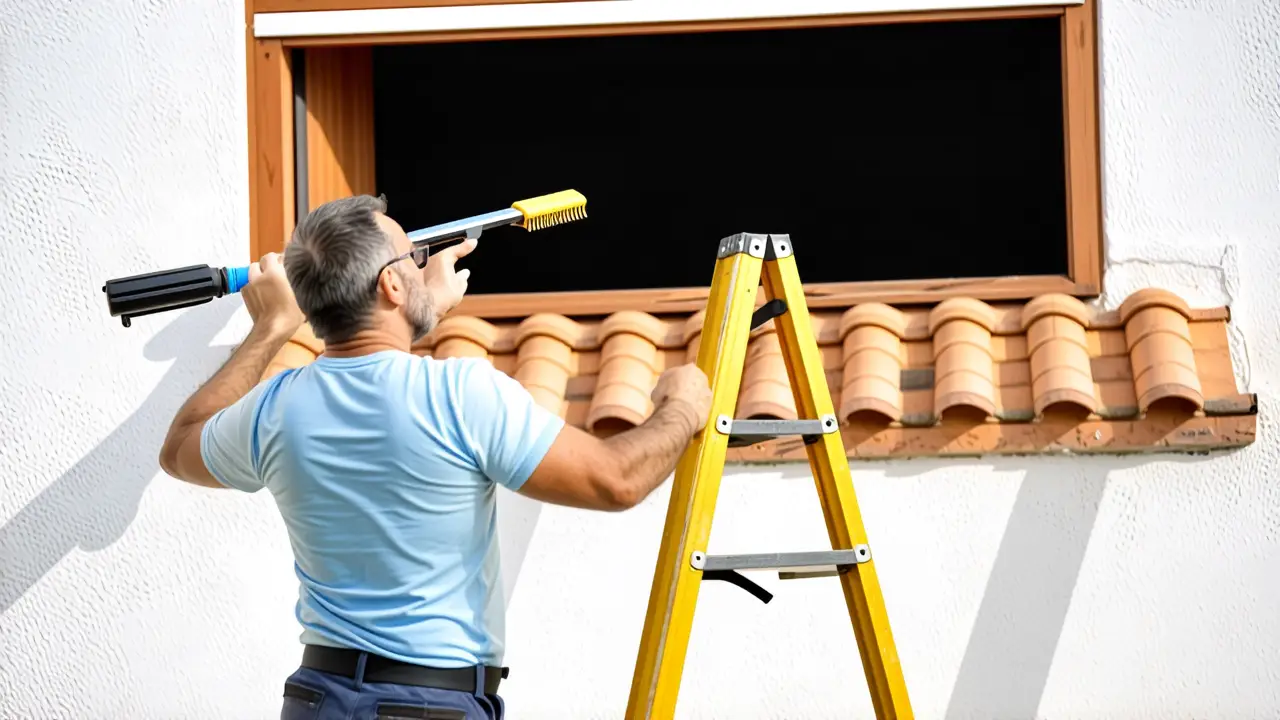 Como limpiar ventanas por fuera: guía fácil y rápida 4 Hombre limpiando ventanas con luz cálida