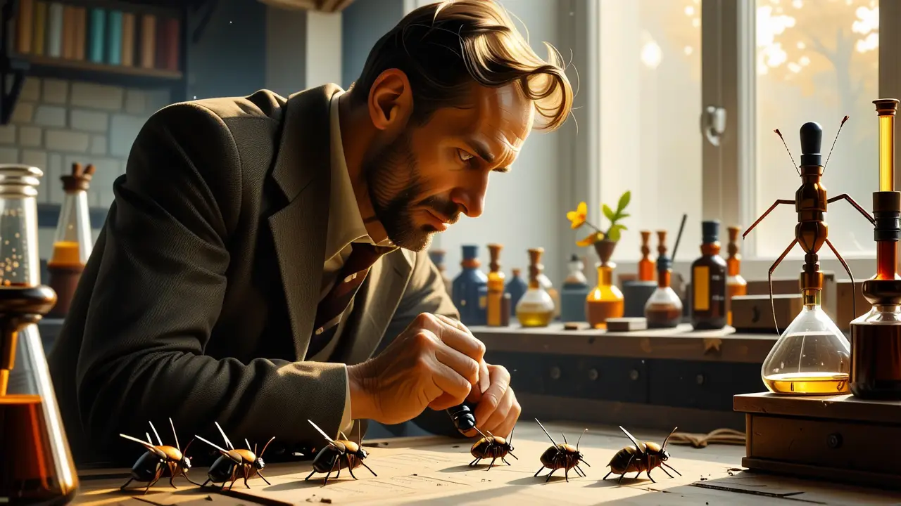 Grillos Pequeños en Casa: Soluciones Efectivas 4 Un entomólogo examina crickets en estudio
