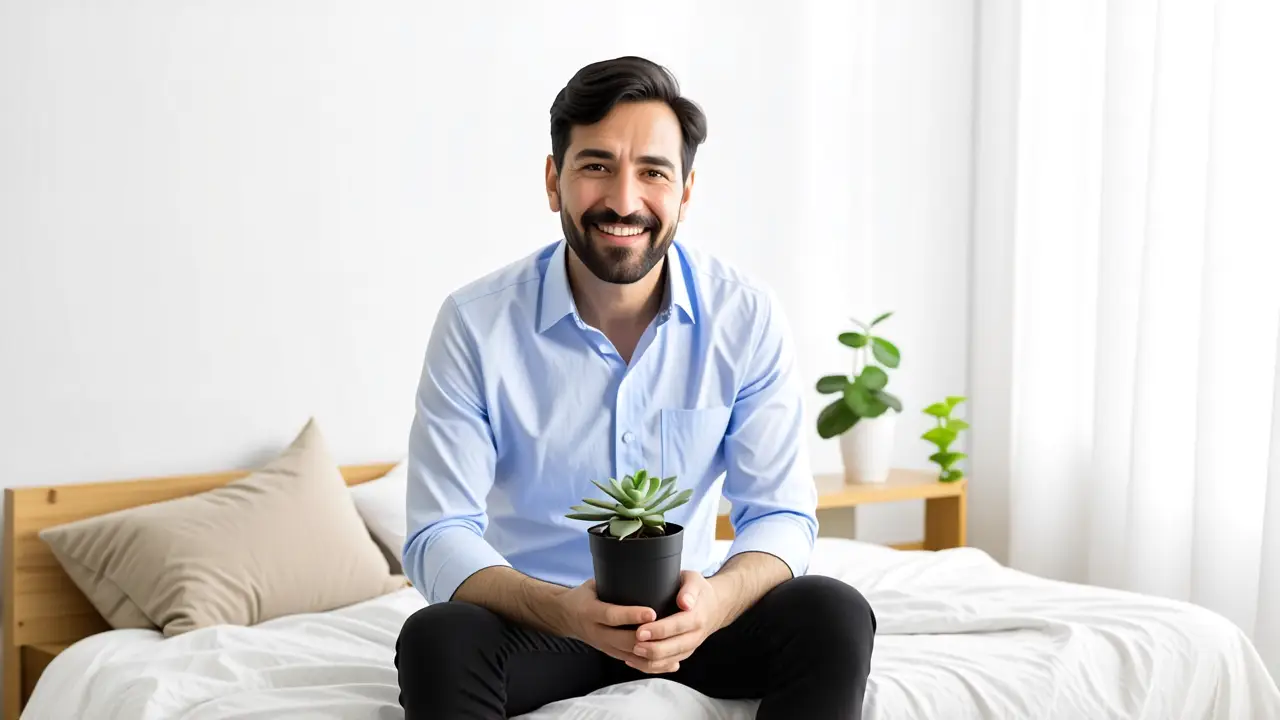 Cómo organizar una habitación pequeña: trucos /think 4 Un hombre tranquilo en un espacio minimalista