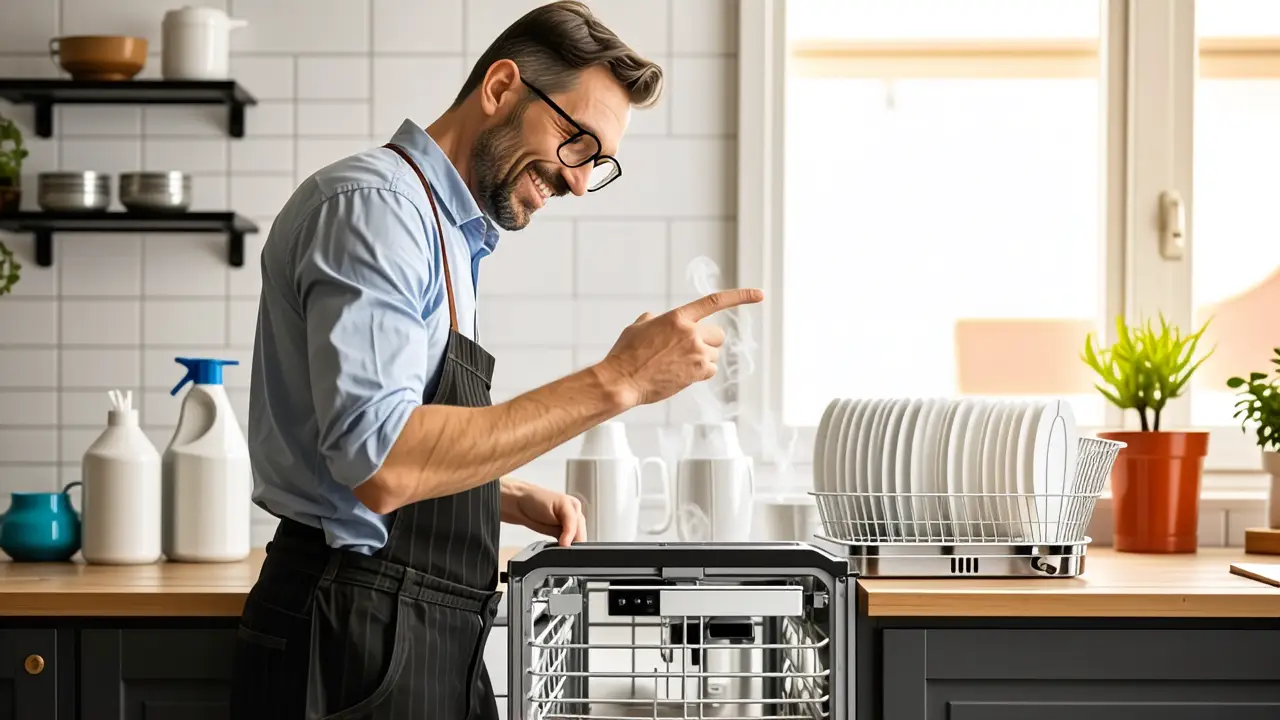 Un hombre amable enseña cocina en casa