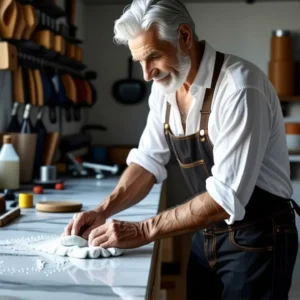 Pulir Marmol: Guía Completa para Brillo y Mantenimiento 11 Un hombre elegante refleja luz en mármol