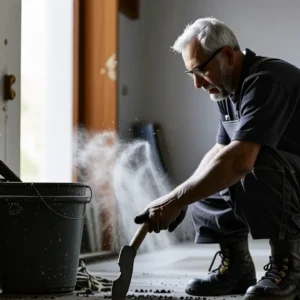 Un hombre trabaja con cemento realista