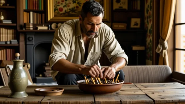 Como quitar olor a tabaco en casa y nadie fuma 1 Un hombre melancólico limpia un hogar antiguo